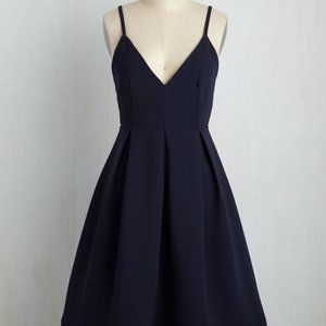 Modcloth Happy as a Clambake A-Line Dress in Navy